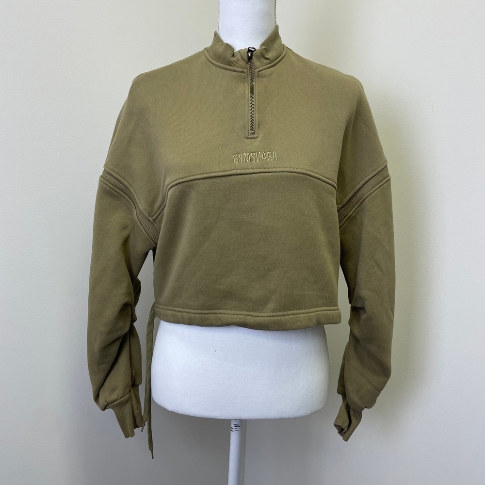 Gymshark Heavyweight Loopback Sweat Pullover Small Oversized Fit Khaki